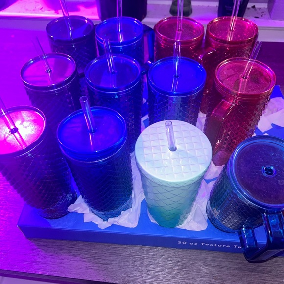 Colorful Textured Tumblers with Straws - Picture 2 of 3